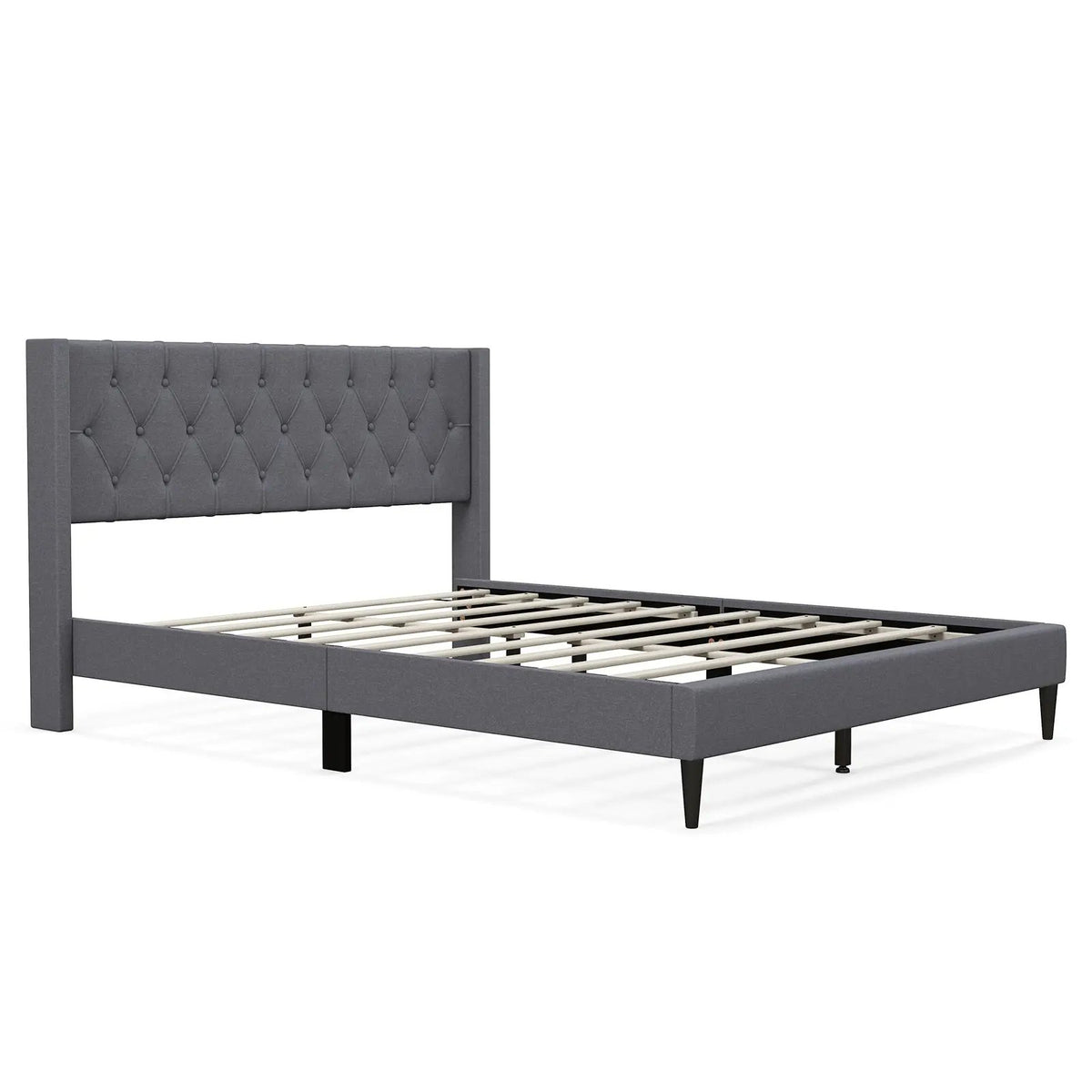 Queen Size Upholstered Platform Bed with Button Tufted Wingback Headboard, photo 9 of 9