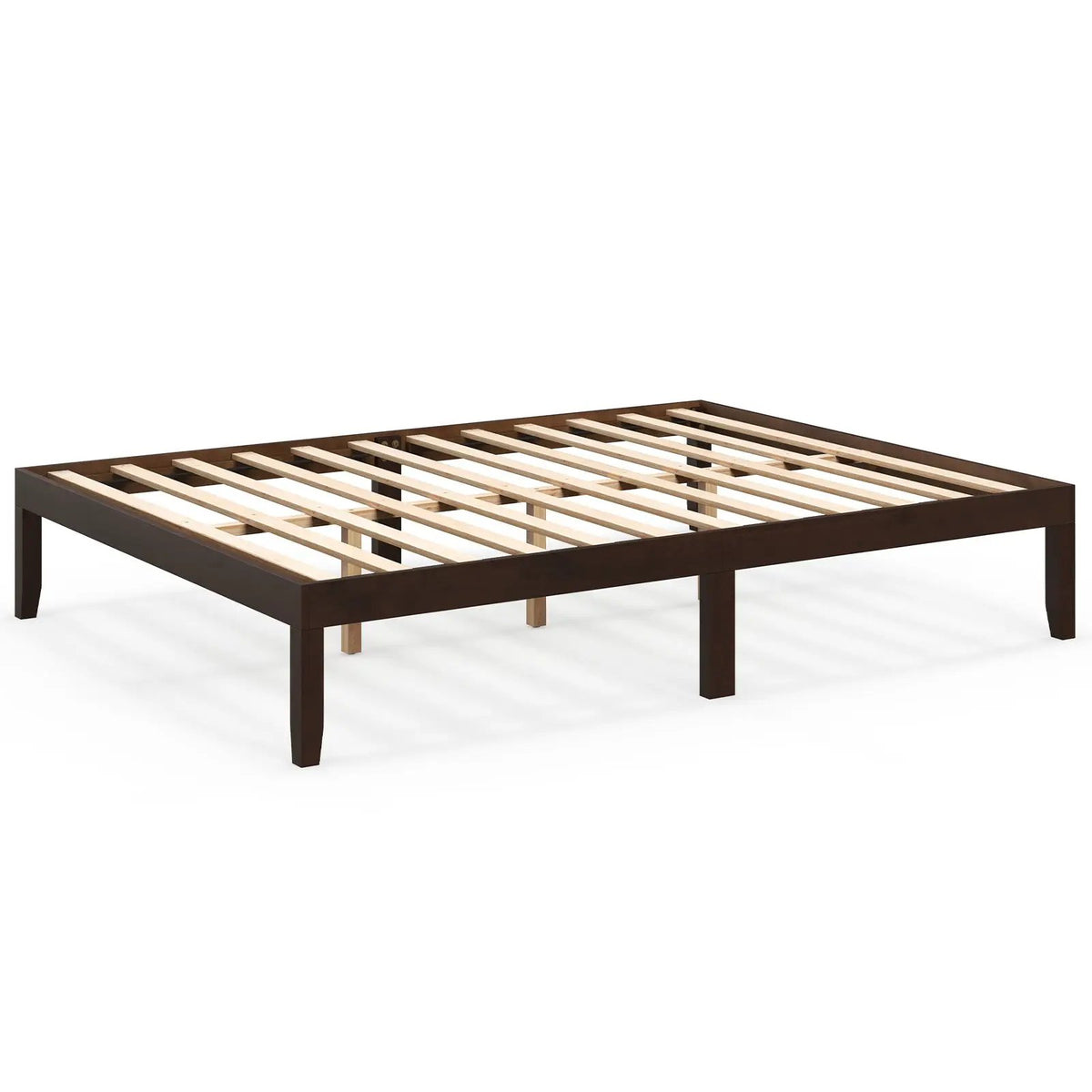 Queen Size Wood Bed Frame with Wooden Slats Support and Rubber Wood Legs, photo 3 of 9