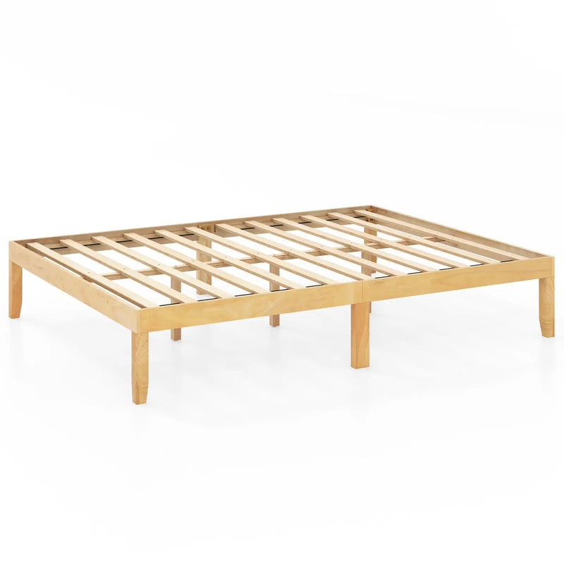Queen Size Wood Bed Frame with Wooden Slats Support and Rubber Wood Legs by DirectDeals