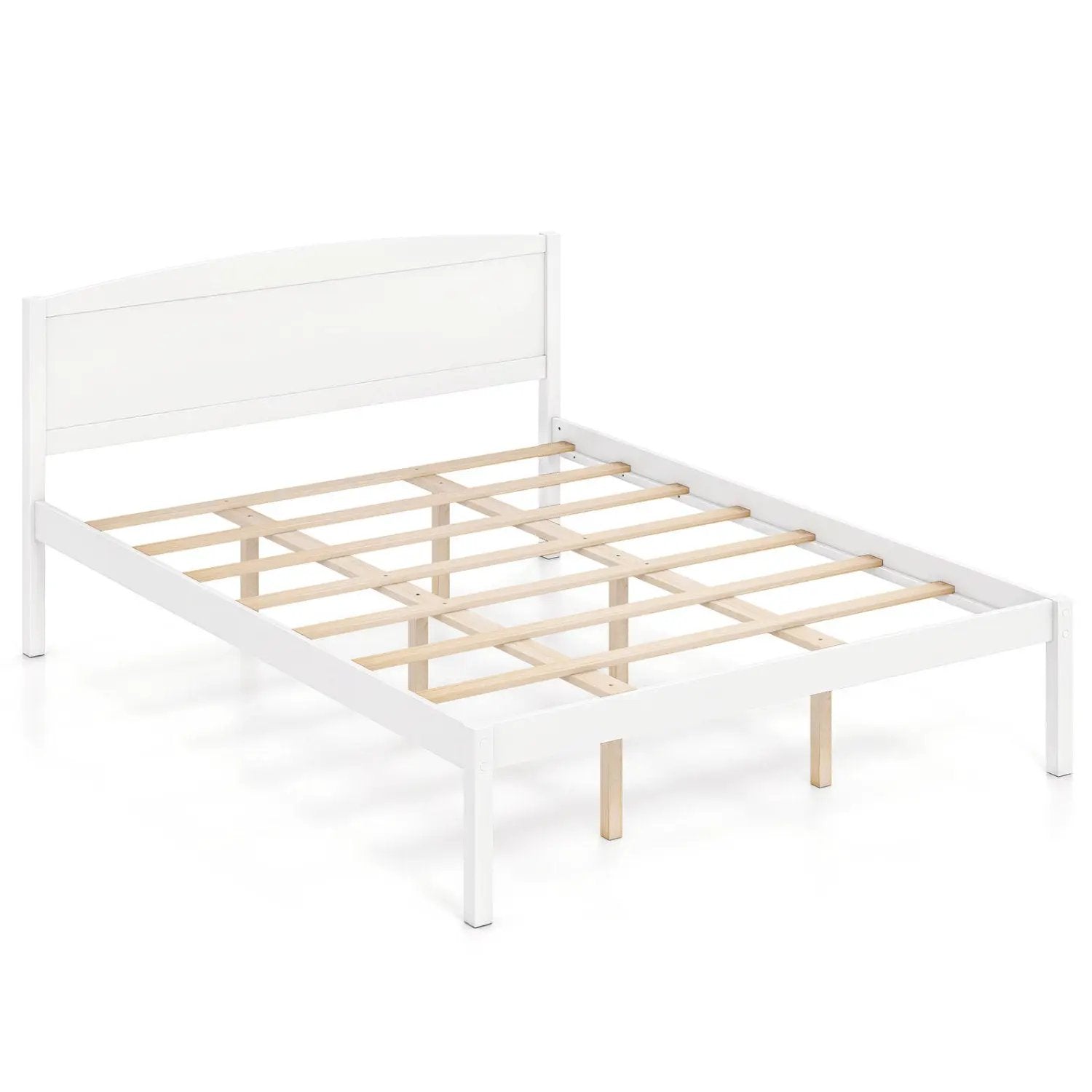 Queen Platform Bed Frame with Curved Headboard - Walnut by DirectDeals
