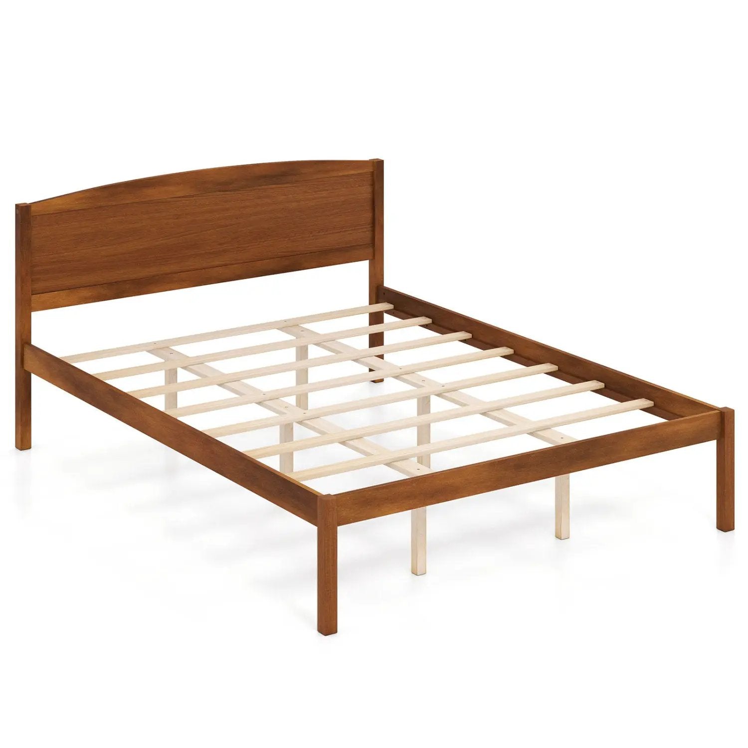 Queen Platform Bed Frame with Curved Headboard - Walnut by DirectDeals