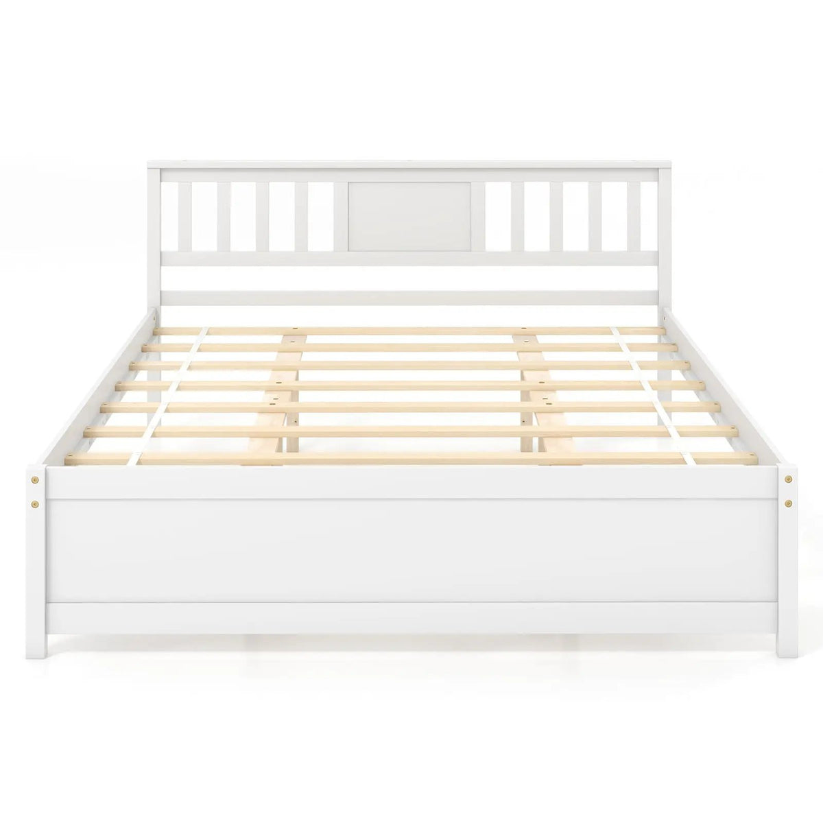 Wooden Platform Bed with Headboard and Wood Slat Support White, photo 3 of 10