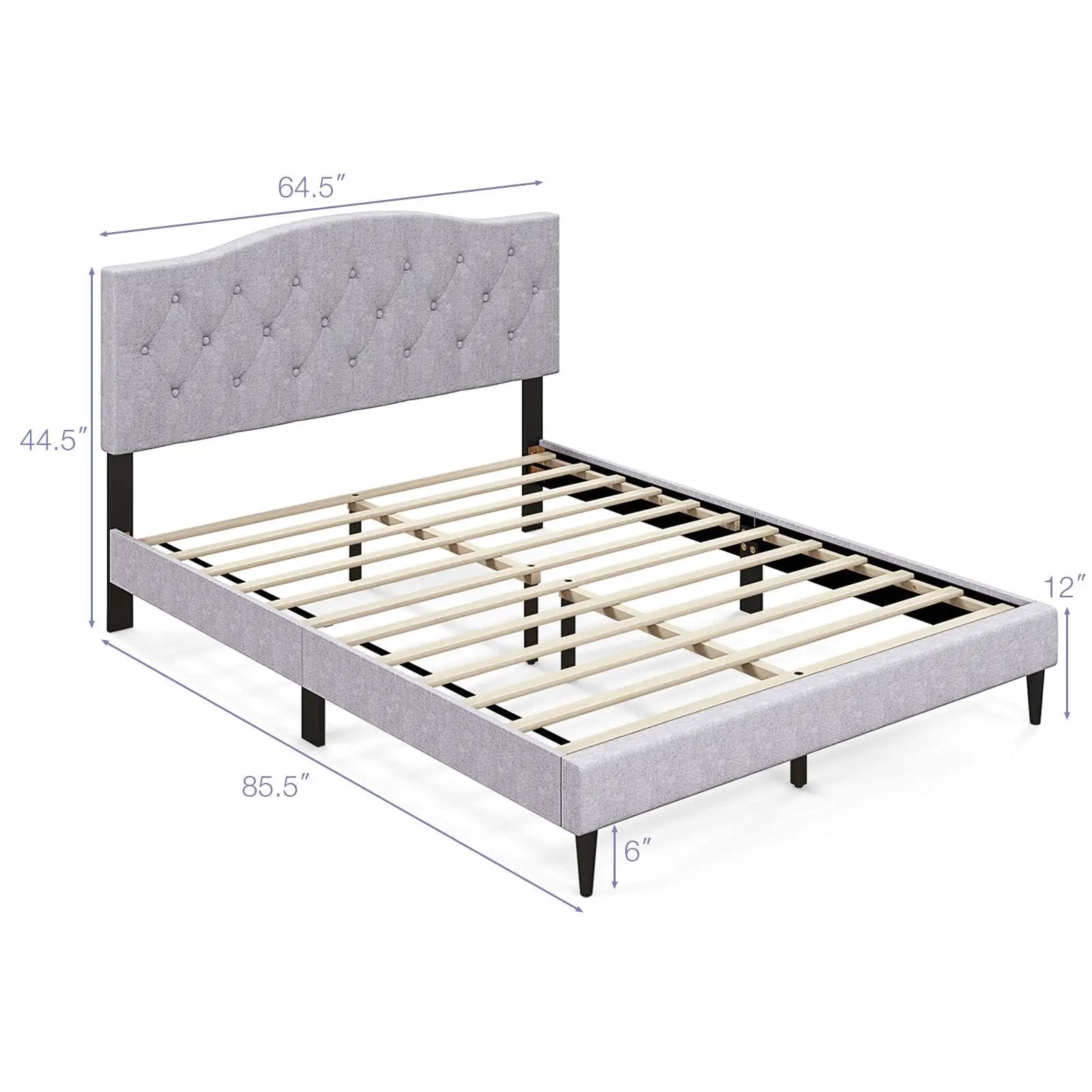 Queen Size Upholstered Platform Bed with Button Tufted Headboard-Queen Size by DirectDeals