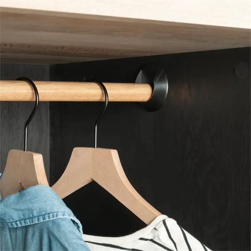 FarmHouse Black Oak Drawer and Garment Rod Wardrobe Armoire by HomePacific