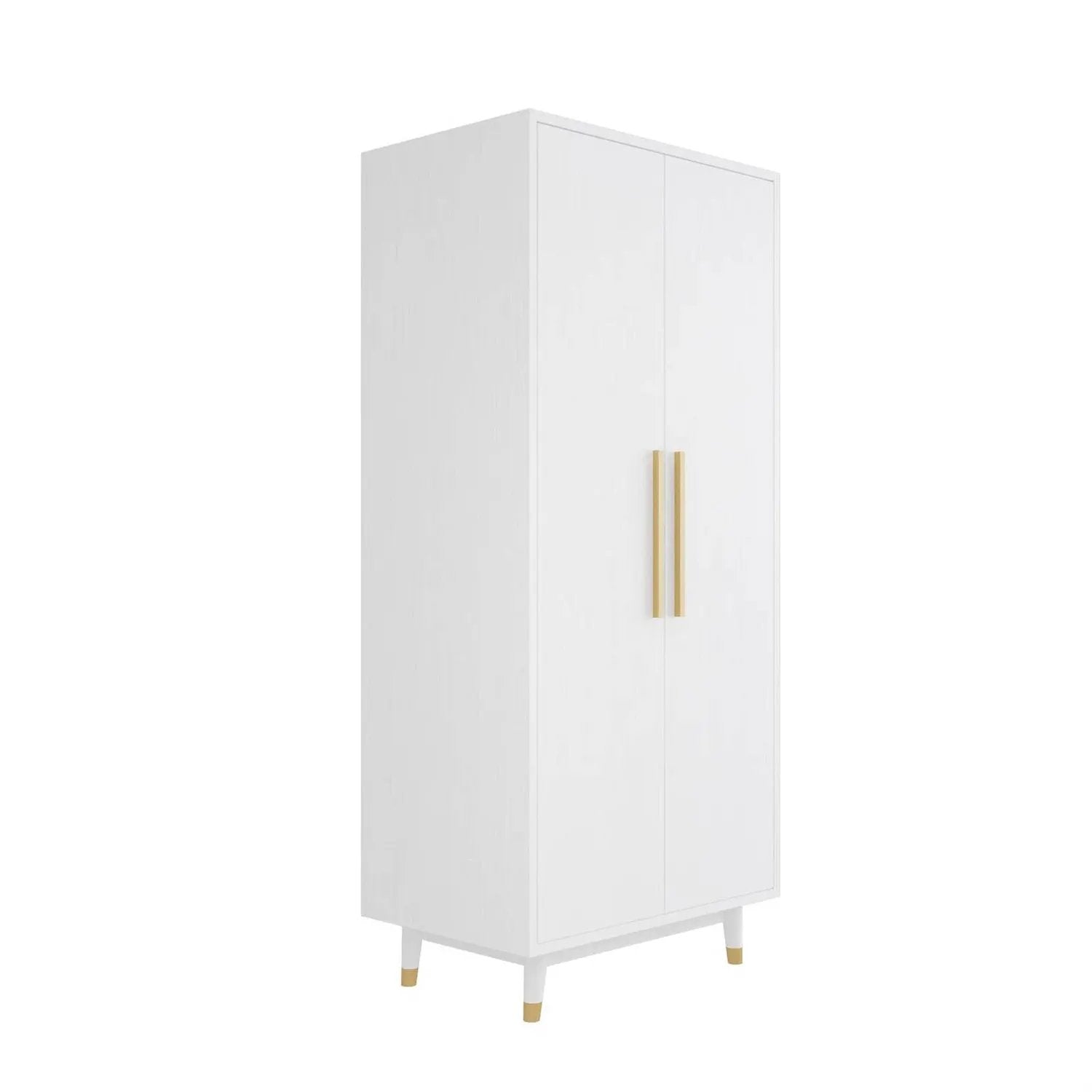 Mid-Century Modern 2-Door Bedroom Armoire Wardrobe Cabinet in White by HomePacific
