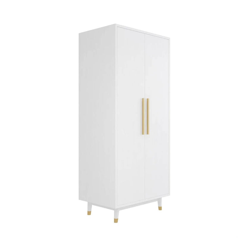Mid-Century Modern 2-Door Bedroom Armoire Wardrobe Cabinet in White by HomePacific