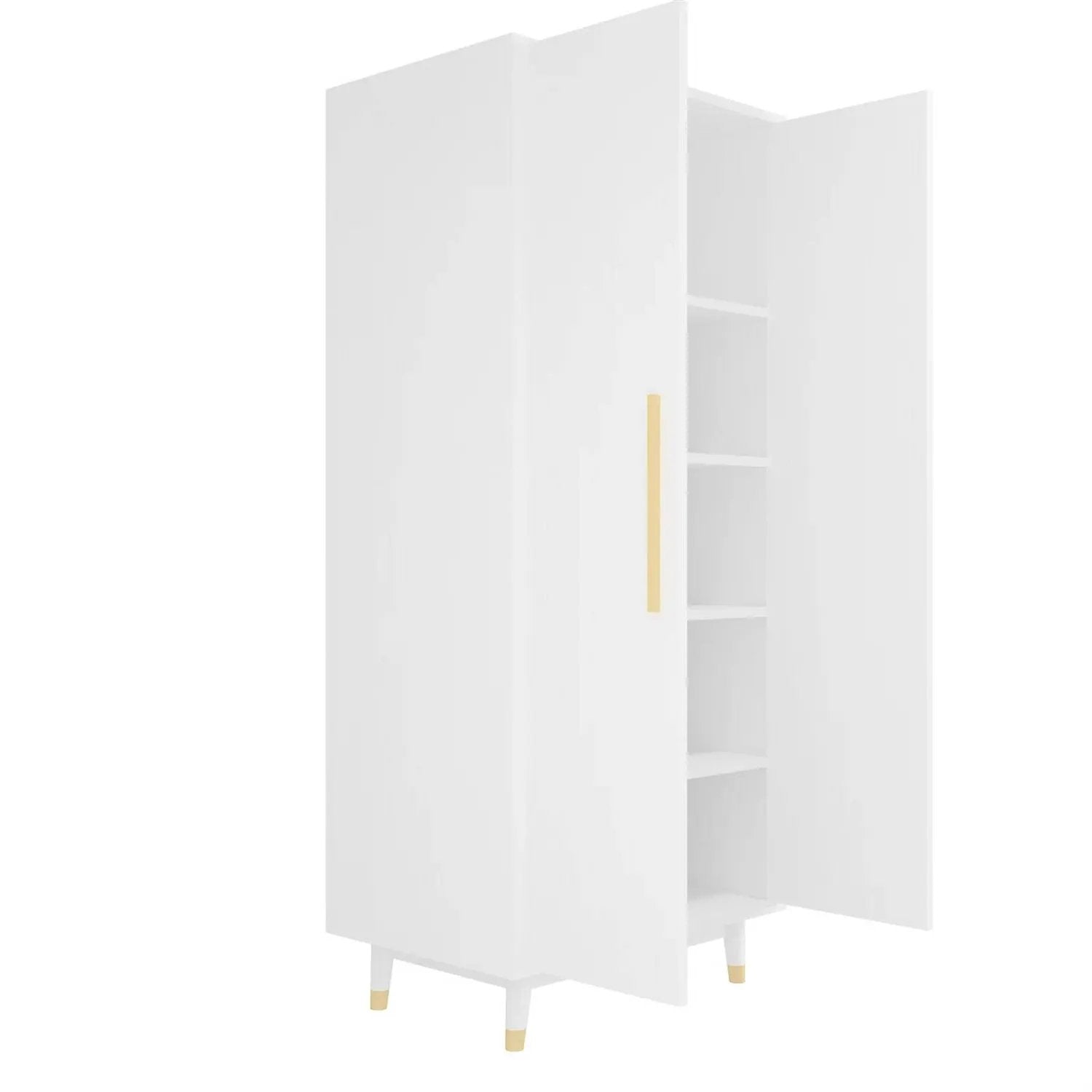 Mid-Century Modern 2-Door Bedroom Armoire Wardrobe Cabinet in White by HomePacific