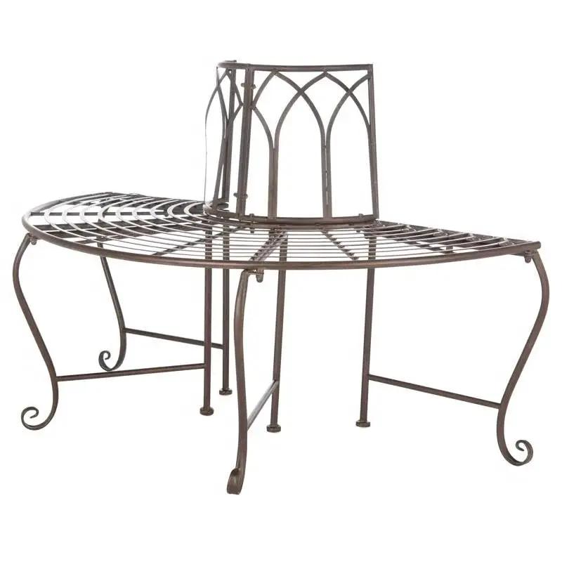 Outdoor Patio Garden Rustic Bronze Brown Wrought Iron Half-Circle Tree Bench by HomePacific