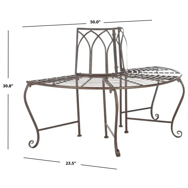 Outdoor Patio Garden Rustic Bronze Brown Wrought Iron Half-Circle Tree Bench by HomePacific