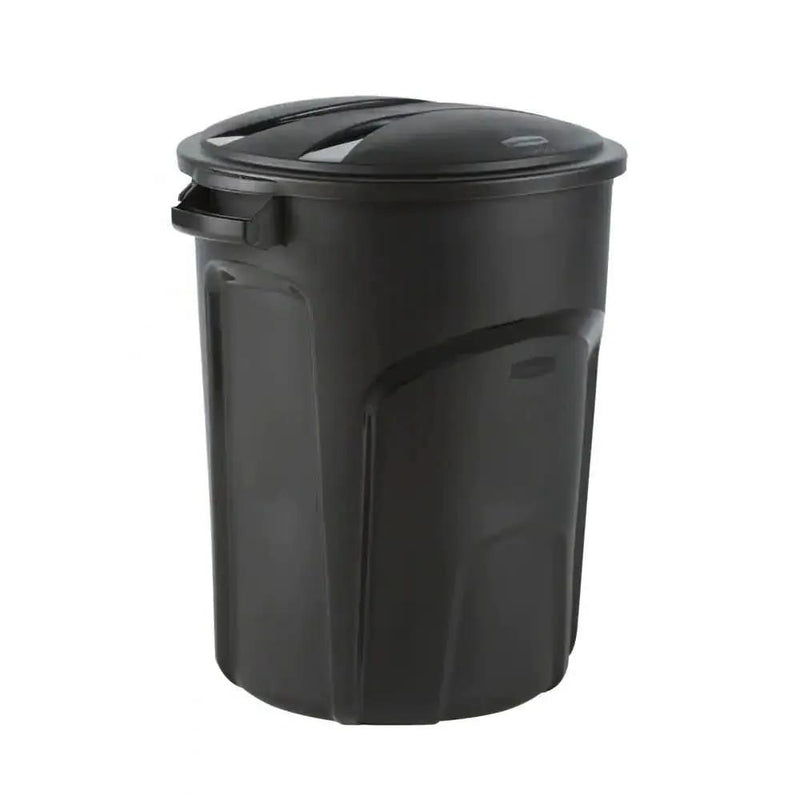 32-Gallon Black Plastic Indoor Outdoor Trash Can with Lid - Made in USA by HomePacific