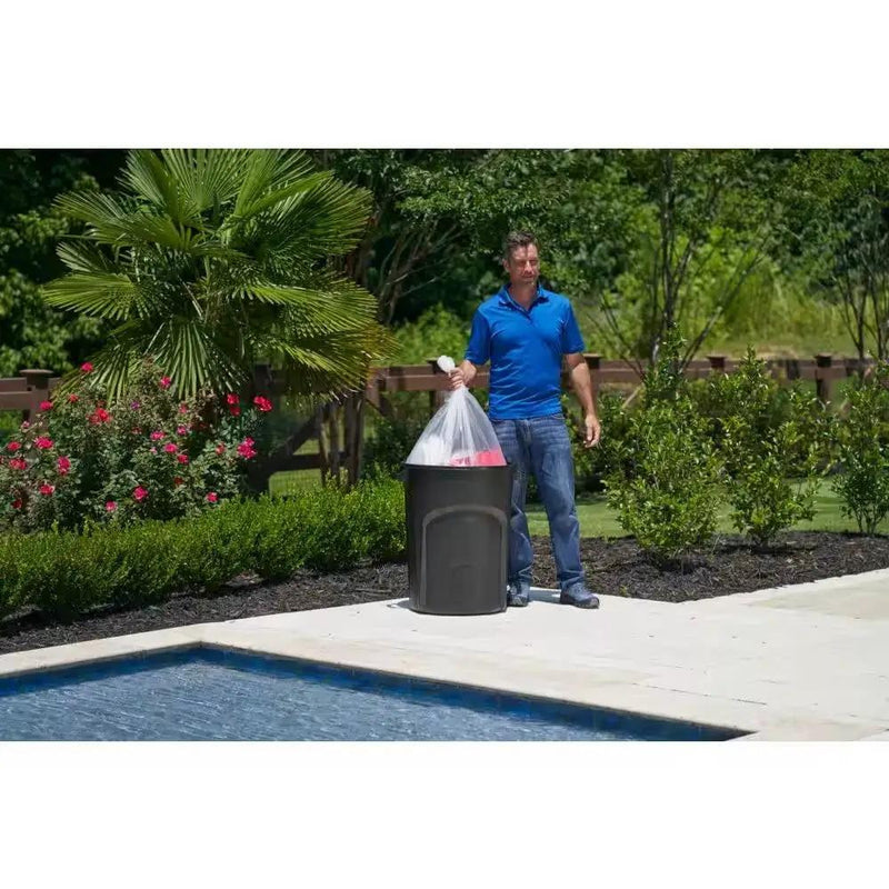 32-Gallon Black Plastic Indoor Outdoor Trash Can with Lid - Made in USA by HomePacific