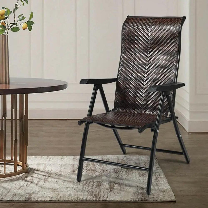 Outdoor Heavy Duty Dark Brown Rattan Folding Patio Chair by HomePacific