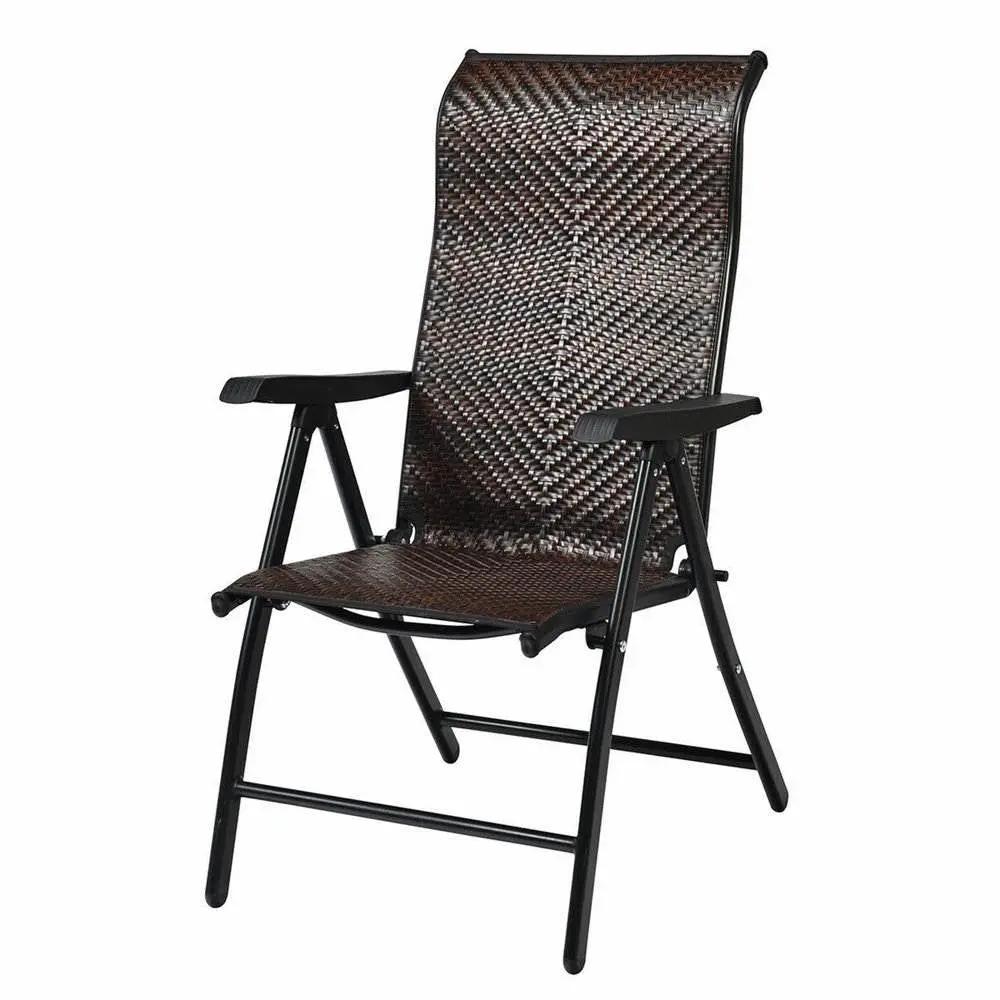 Outdoor Heavy Duty Dark Brown Rattan Folding Patio Chair by HomePacific