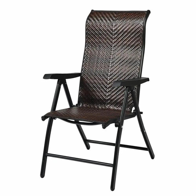 Outdoor Heavy Duty Dark Brown Rattan Folding Patio Chair by HomePacific