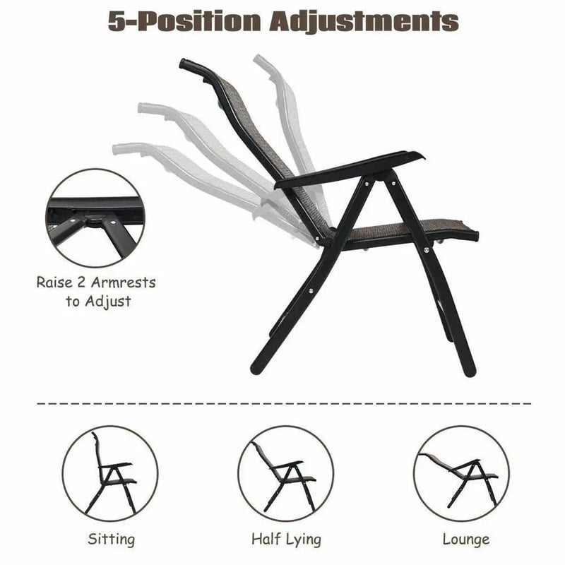 Outdoor Heavy Duty Dark Brown Rattan Folding Patio Chair by HomePacific