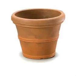 12-inch Round Planter in Rust color Weather Resistant Poly Resin Plastic by HomePacific
