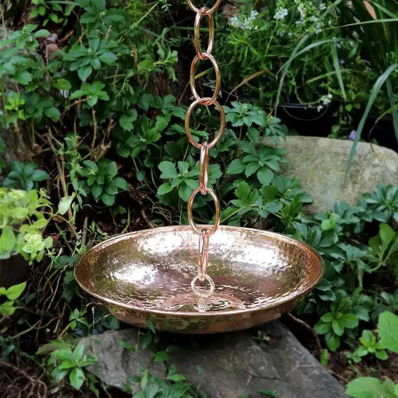 Hand Hammered Copper Polished Rain Chain Basin - 16.5 inch Diameter by HomePacific