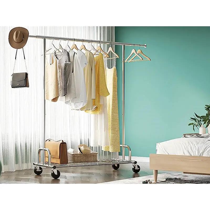 Heavy Duty Metal Clothing Bar Garment Rack on Lockable Casters - 450lb Capacity by HomePacific