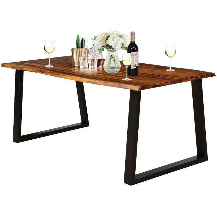 Modern Indoor Outdoor Metal Frame Wood Top Patio or Kitchen Dining Table by HomePacific