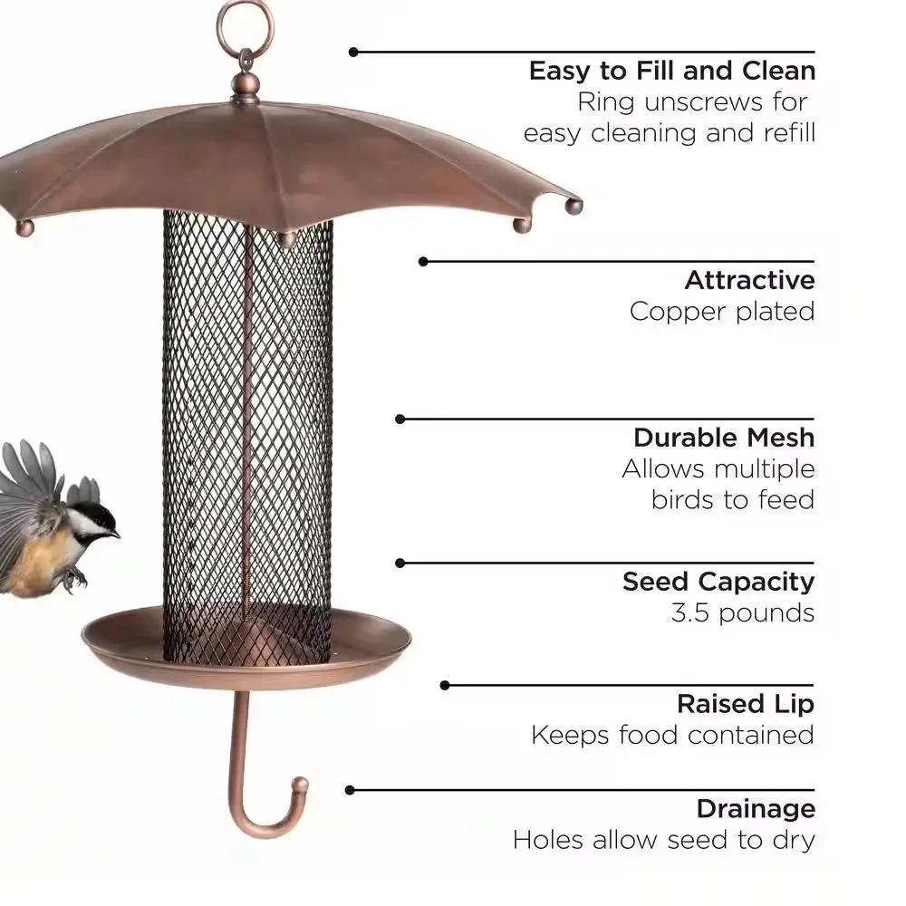 Copper Umbrella Bird Feeder with Mesh Tube Revivor - 3.5 lbs. Seed Capacity by HomePacific