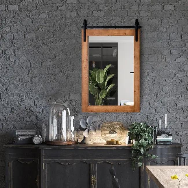 30 x 22 Inch Rustic FarmHouse Wall Mounted Bathroom Mirror by HomePacific