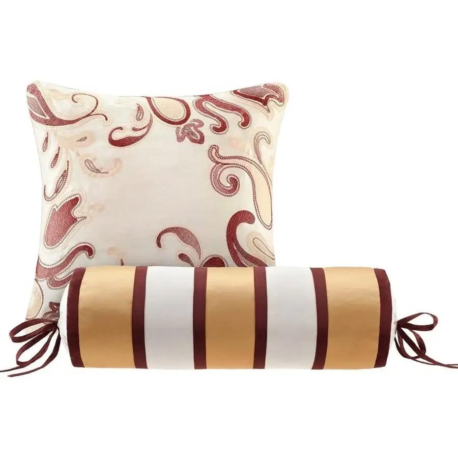 King 12 Piece Cotton Polyester Comforter Set Red Gold Paisley by HomePacific