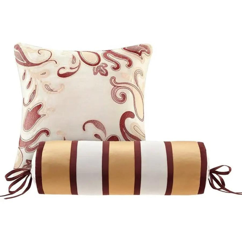 King 12 Piece Cotton Polyester Comforter Set Red Gold Paisley by HomePacific