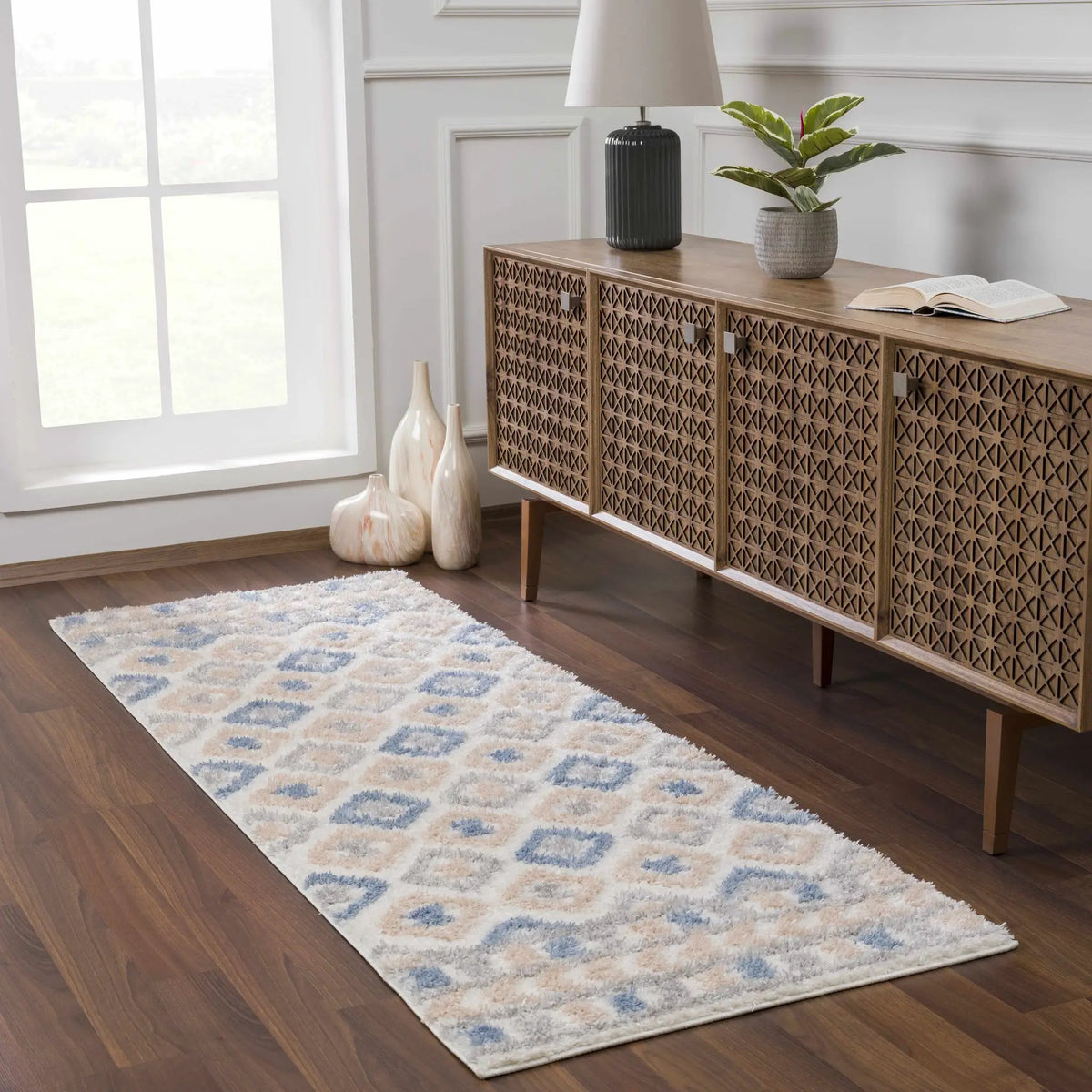 Eivin Pink & Blue Area Rug - Clearance, installed in a room 3