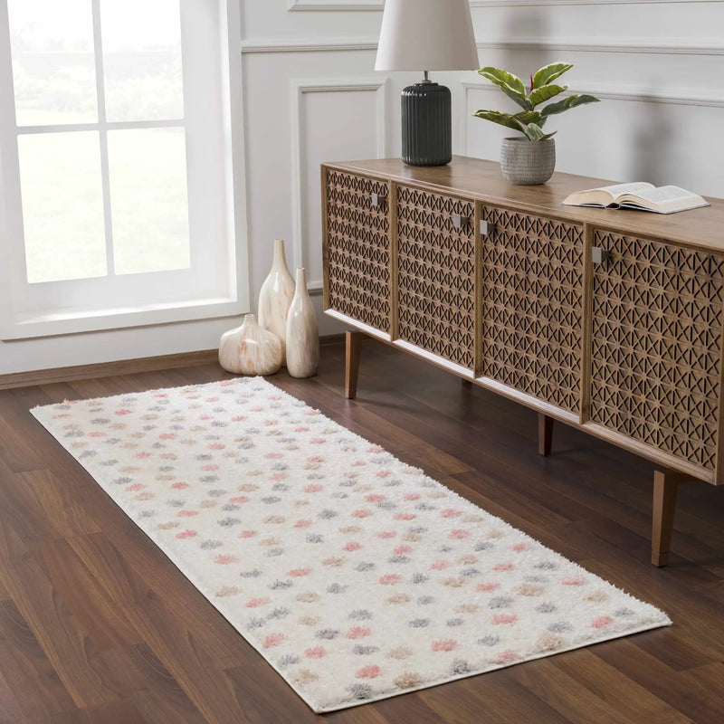 Cansu Pink & Cream Dotted Area Rug by Hauteloom