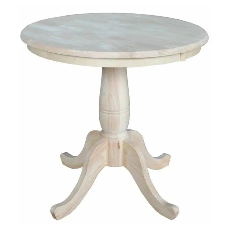 Round 30-inch Unfinished Solid Wood Dining Table with Pedestal Base by HomePacific