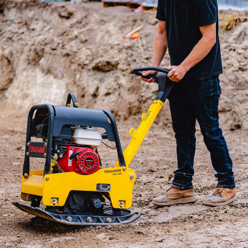 6.5 HP Honda Reverse Hydraulic Plate Compactor for Asphalt, Aggregate, Cohesive Soil Compaction by Tomahawk Power