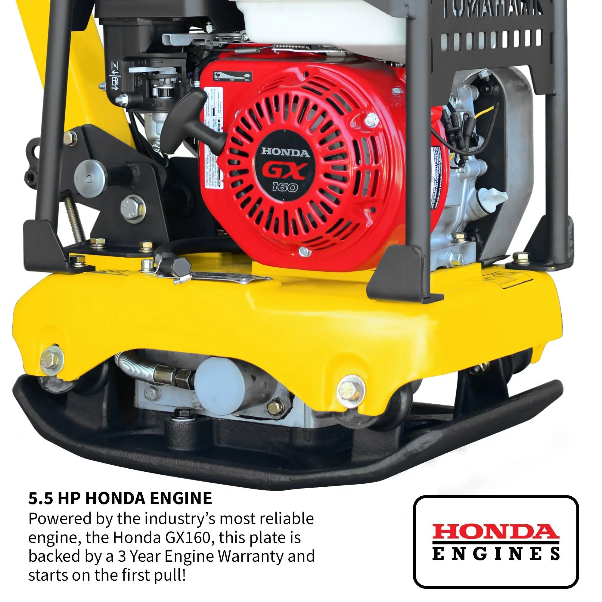5.5 HP Honda Reverse Plate Compactor 19x14 Plate for Asphalt, Aggregate, Cohesive Soil Compaction by Tomahawk Power