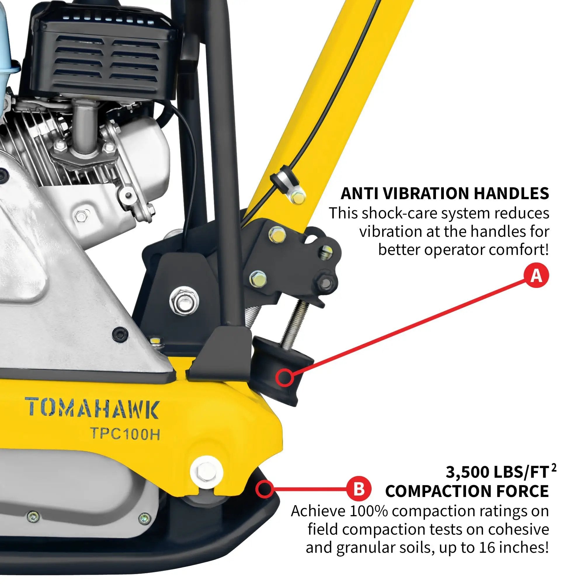 5.5 HP Honda Reverse Plate Compactor 19x14 Plate for Asphalt, Aggregate, Cohesive Soil Compaction by Tomahawk Power