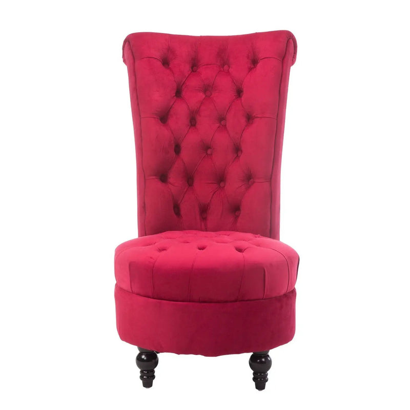 Red Tufted High Back Plush Velvet Upholstered Accent Low Profile Chair by HomePacific