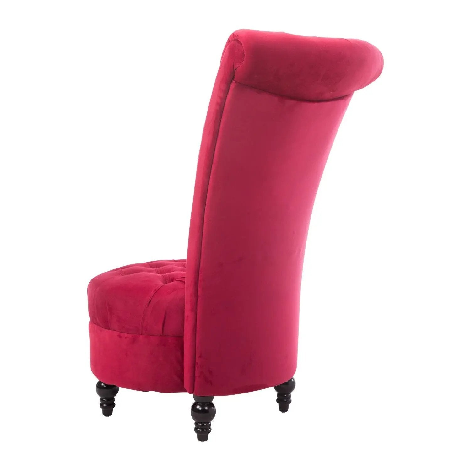 Red Tufted High Back Plush Velvet Upholstered Accent Low Profile Chair by HomePacific