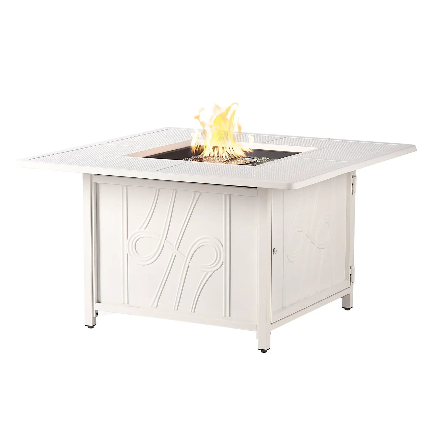 Aluminum 42-in Square Propane Fire Table with Beads, Covers and Lid by Sharicks