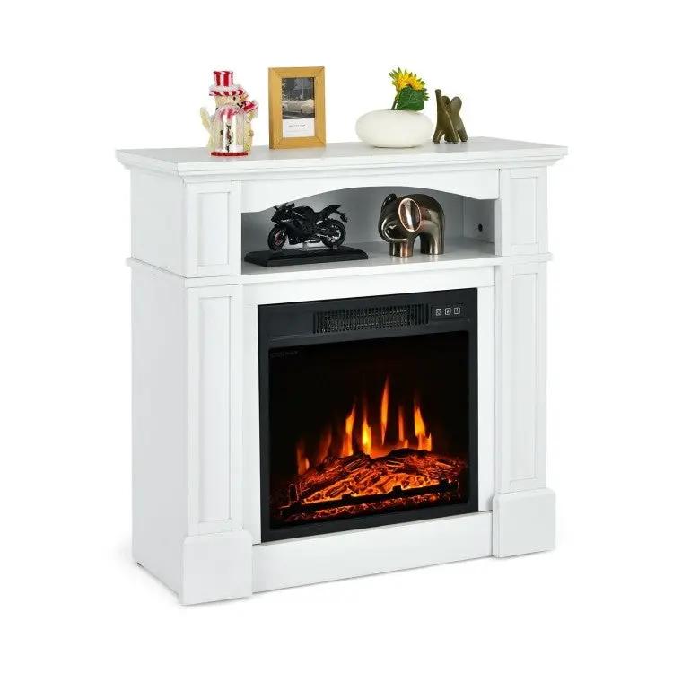 32 inch 1,400 Watt Electric TV Stand Fireplace with Shelf White by HomePacific
