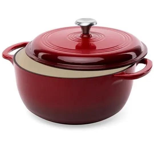 6 Quart Large Red Enamel Cast-Iron Dutch Oven Kitchen Cookware by HomePacific