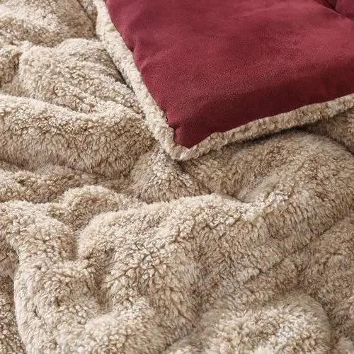 Twin Plush Sherpa Reversible Micro Suede Comforter Set in Marron by HomePacific