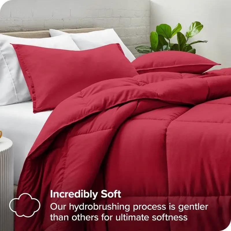 Twin/Twin XL Size All Season Super Soft Down Alternative Comforter Set Red by HomePacific