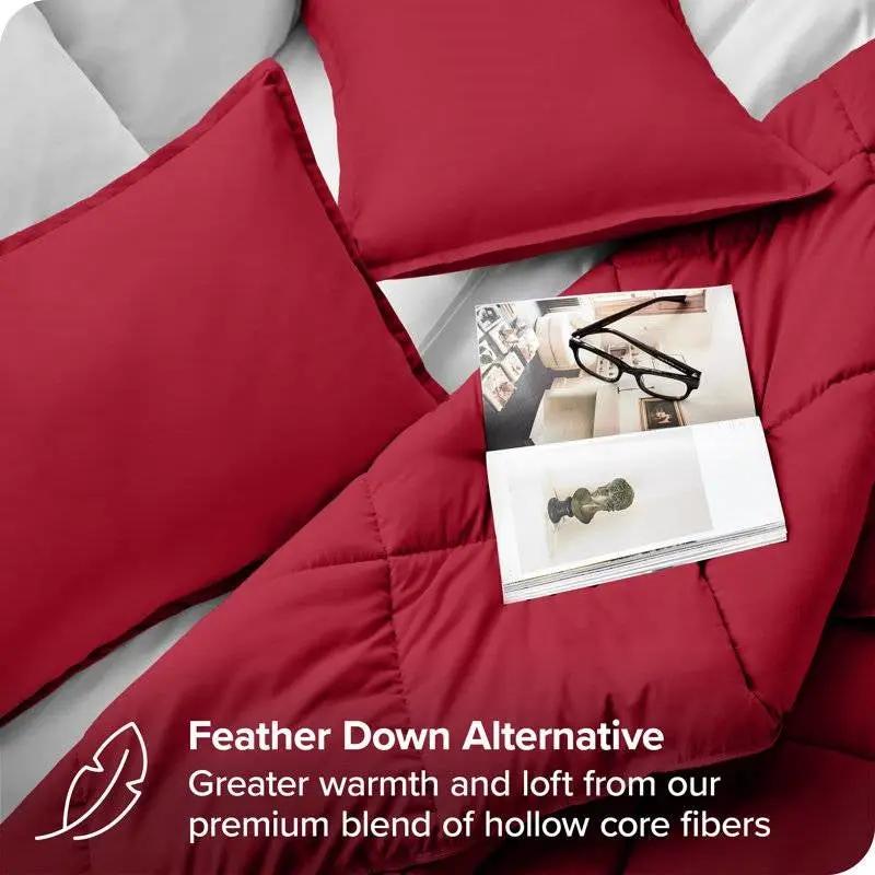 Twin/Twin XL Size All Season Super Soft Down Alternative Comforter Set Red by HomePacific