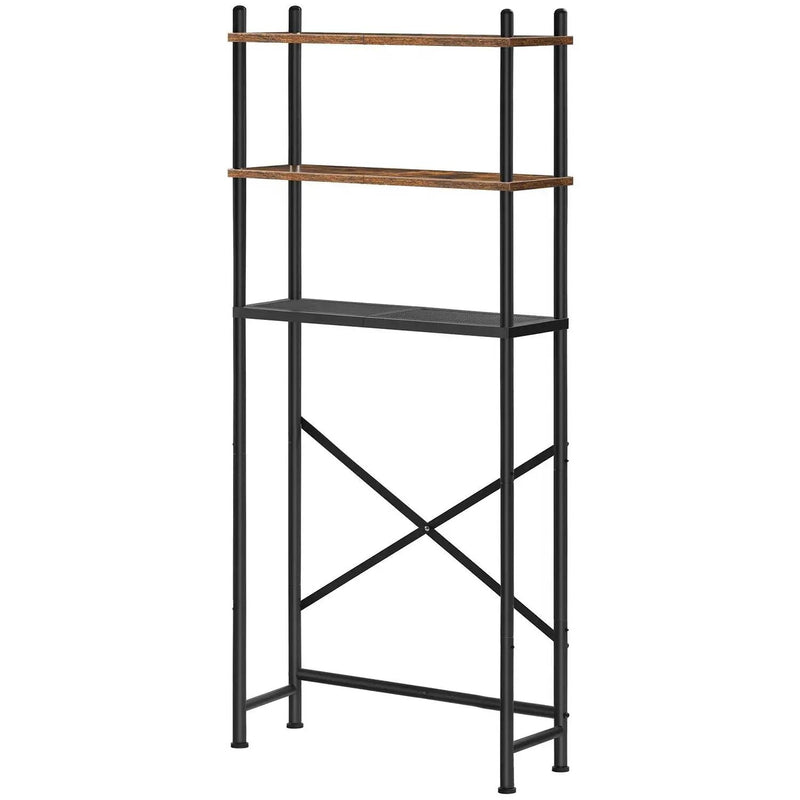 Industrial Metal Wood Style Over the Toilet Freestanding Storage Shelving Unit by HomePacific