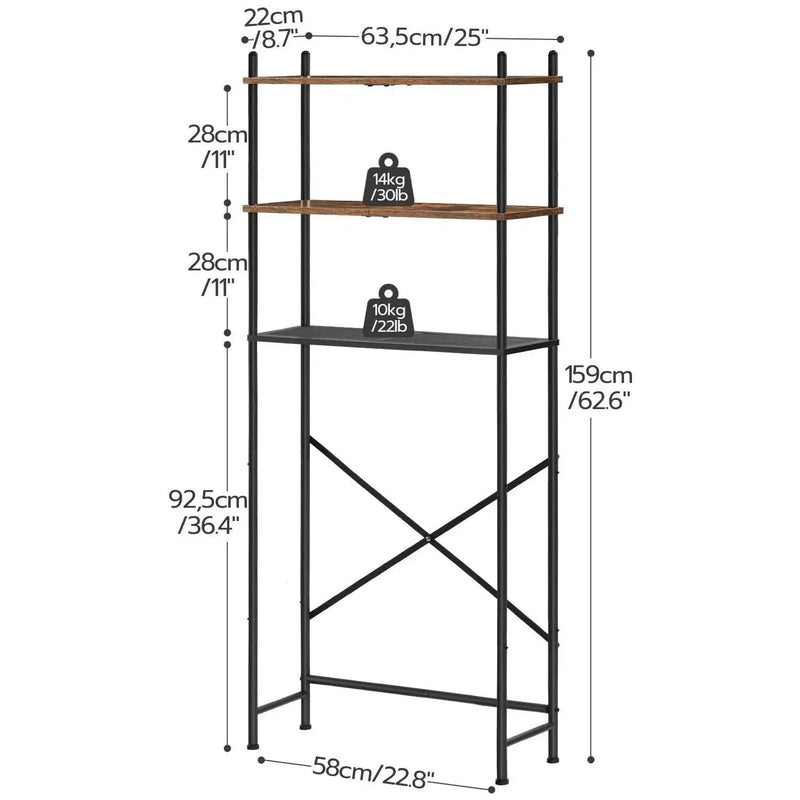 Industrial Metal Wood Style Over the Toilet Freestanding Storage Shelving Unit by HomePacific