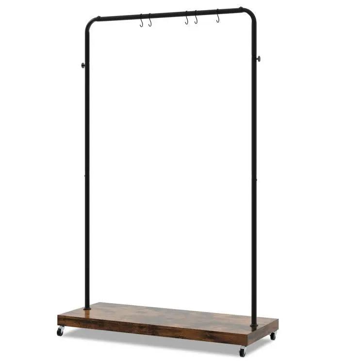 Industrial Style Heavy Duty Metal Pipe Clothes Garment Rack with Bottom Shelf by HomePacific