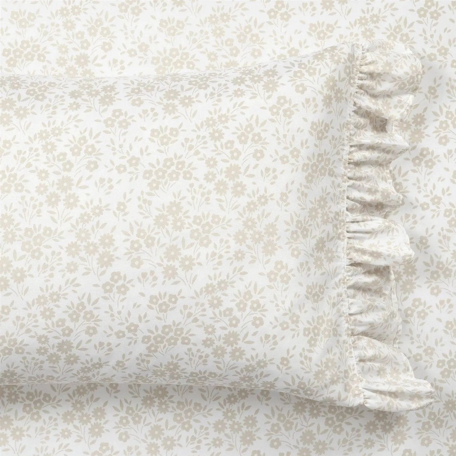 Queen Size Polyester Tan Ruffle Floral 6 Piece Sheet Set by HomePacific
