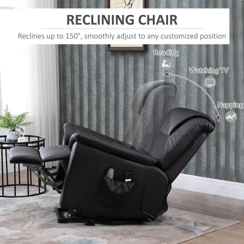 Brown Electric PU Leather Power Lift Chair with Remote Control & Side Pockets by HomePacific