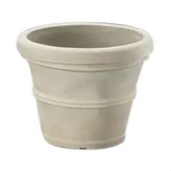 12-inch Diameter Round Planter in Weathered Concrete Finish Poly Resin by HomePacific