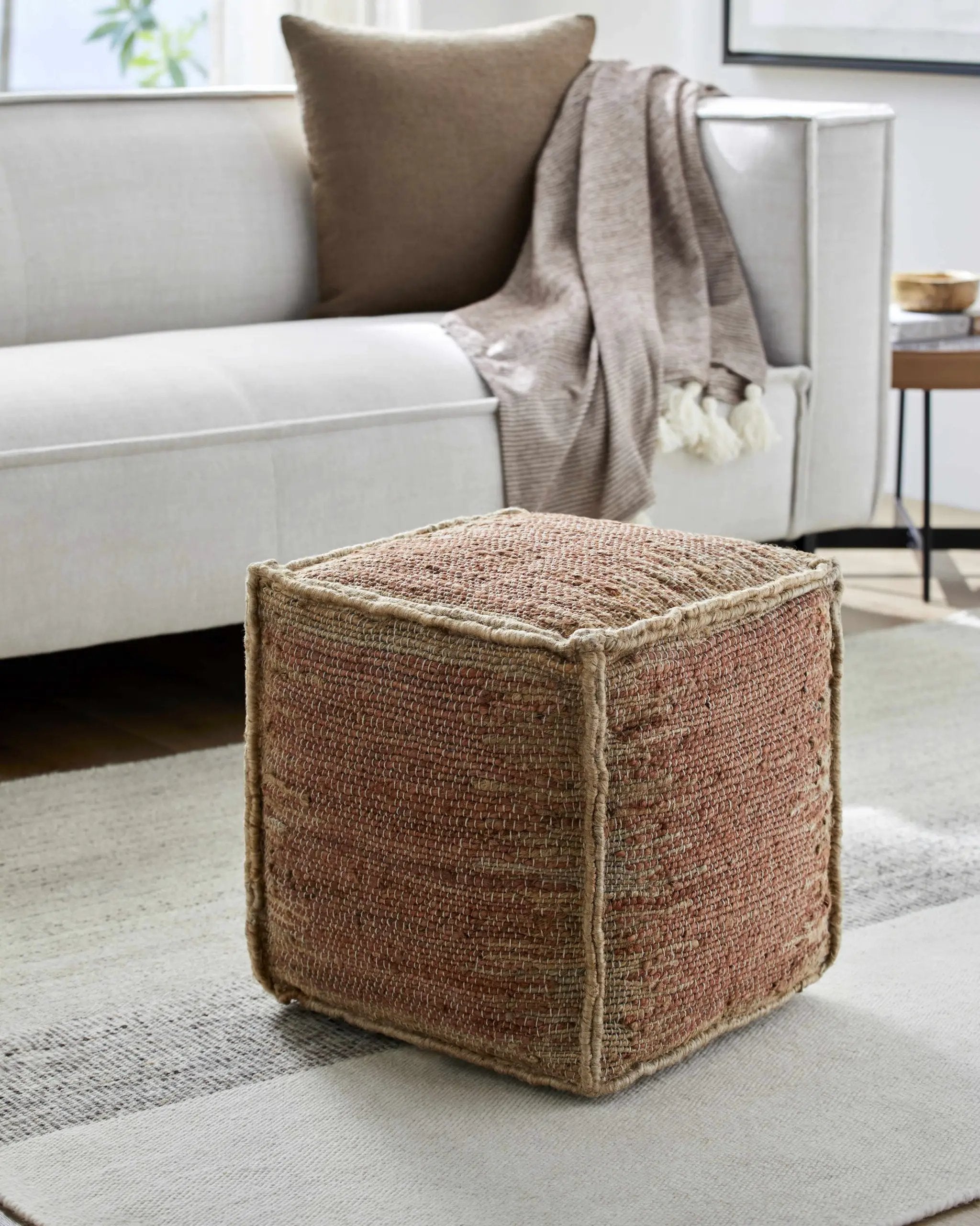 Rhuddlan Jute Rust Pouf by Boutique Rugs