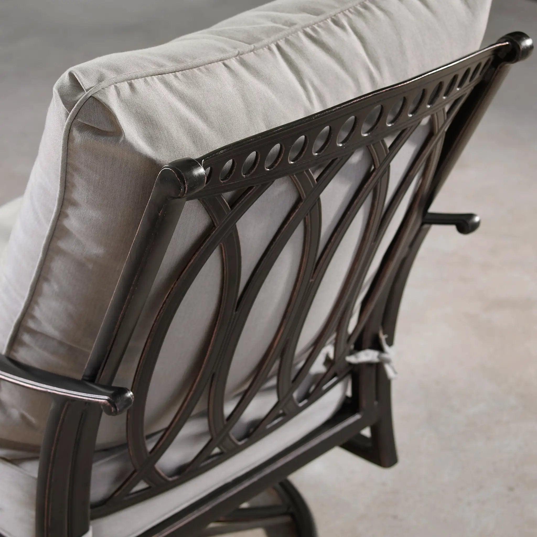 Aluminum Ornate Deep Seating Swivel Rocking Club Chairs Grey Cushions by Sharicks