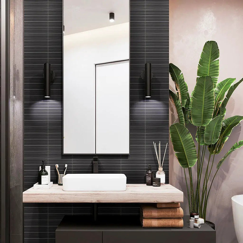 Black 2x8 Matte Ceramic Subway Deco Tile (38 pack, 4.1 sq ft/case) by Apollo Tile